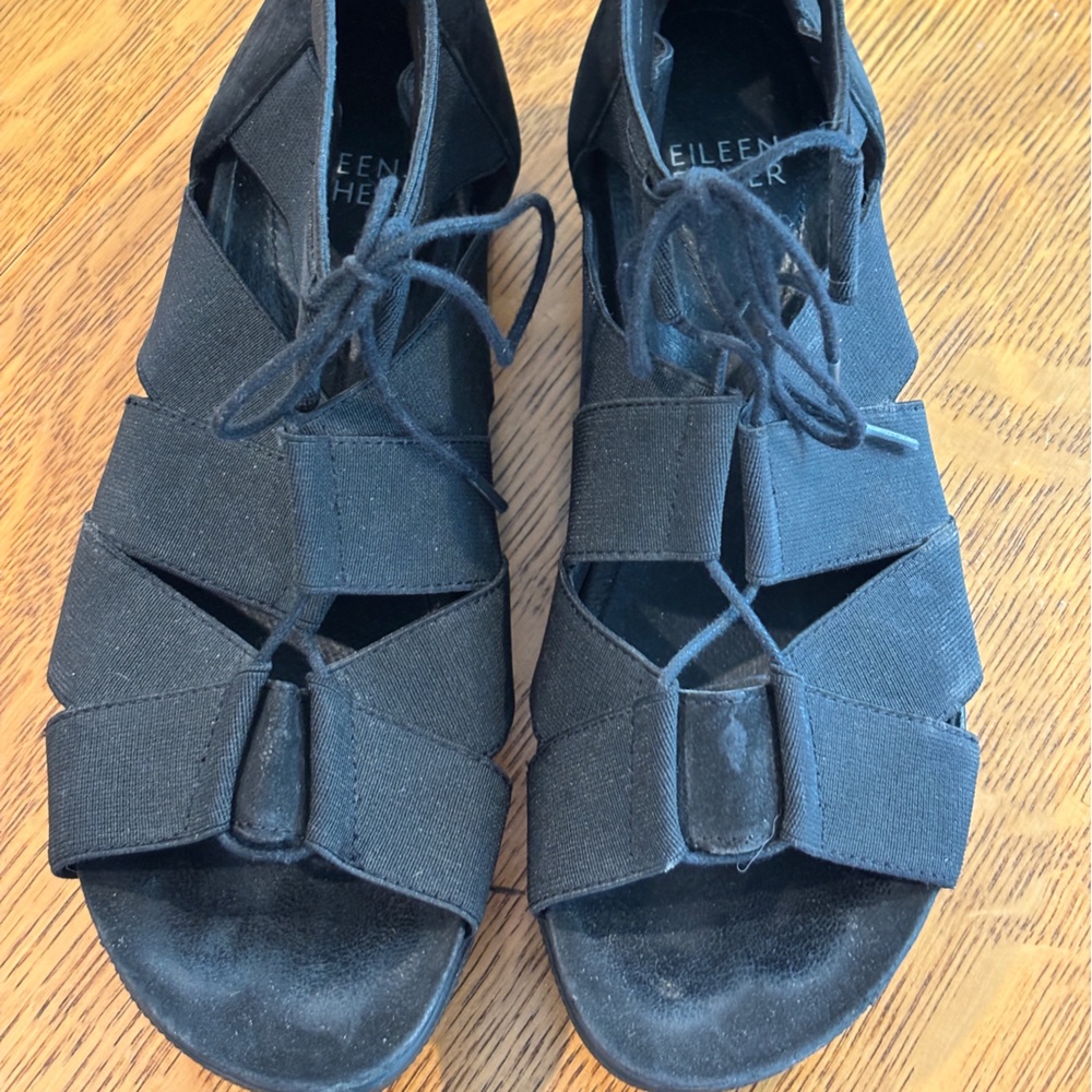 Eileen Fisher Black Open-Toe Sandals 7